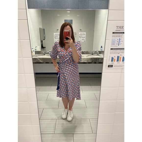 DOANE VON FURSTENBERG Women's Multicolored Geometric Print Ana Wrap Dress Size 8 - Picture 11 of 13